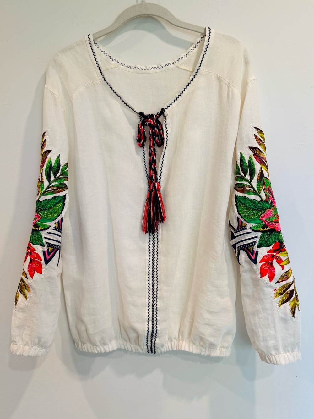 Agua Bendita Hand Embroidered Peasant Blouse Medium EUC Art to Wear